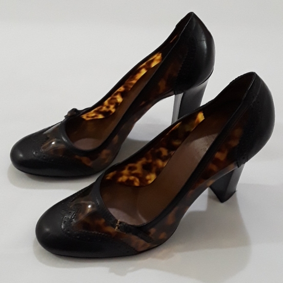 Burberry Leopard Leather/PVC Brouge Pumps - Picture 14 of 15